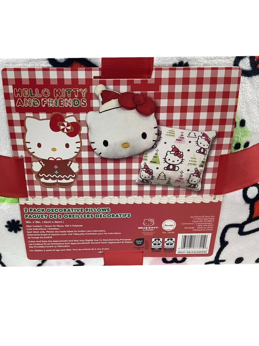 Hello Kitty Sanrio 2 pk. Square Pillow with Shaped Head Pillow Set (NWT)